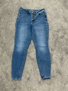 Maurices Medium Blue Skinny Jeans with Button-Fly